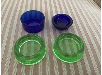 Cobalt And Green Depression Glass Pieces