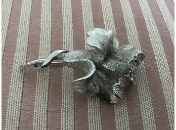 Vintage Silvered Coro Floral Pin