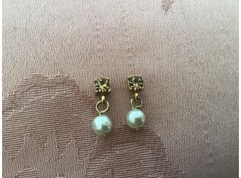 Petite Faux Pearl And Rhinestone Earrings
