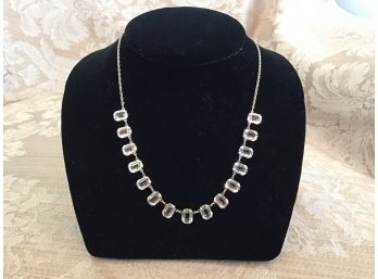 Sparkling Silvered And Crystal Necklace