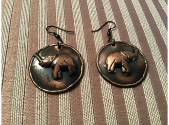 Copper Earrings With Elephant Detailing - Lot #4