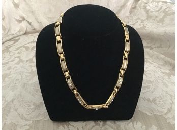 Gold Tone And Rhinestone Link Necklace - Lot #26
