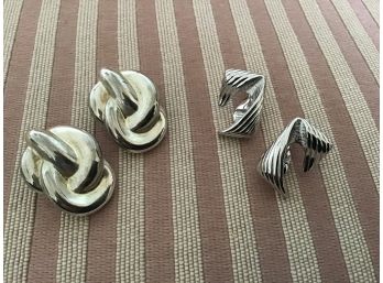 Two Pairs Of Silvered Earrings Including Monet Set - Lot #26