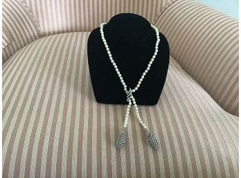 Carolee Faux Pearl And Rhinestone Necklace With A Double Drop - Lot #30