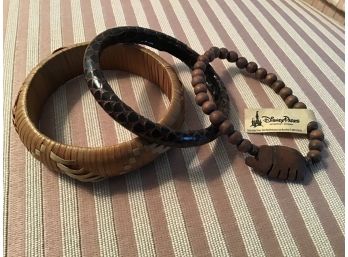 Trio Of Brown Costume Bangle Bracelets - Lot #2