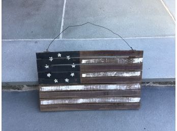 Wooden Stars And Stripes Slatted Folk Art American Flag