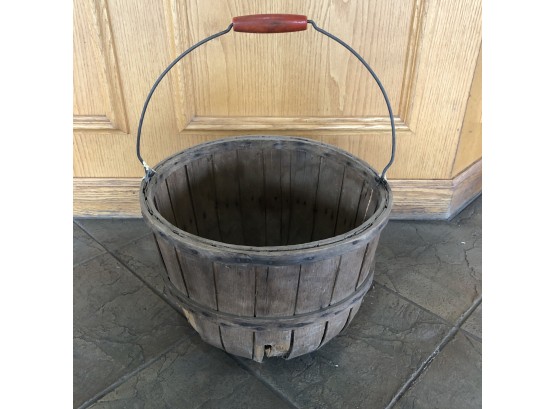 Bushel Basket With Red Handle