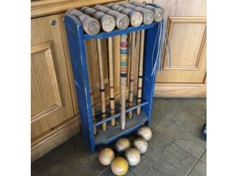 Vintage Croquet Set With Stand