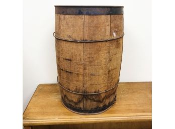 Wooden Barrel With Furry Friend