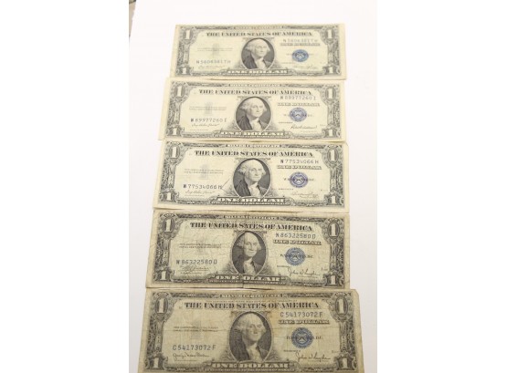 5x 1935 Silver Certificates $1 Notes Dh