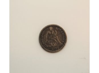 1877 Seated Liberty Silver Dime Dh