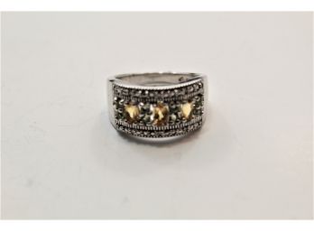 Sterling Silver Citrine Diamond Peridot Ring