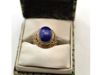 Vintage Chinese Silver Lapis Adjustable Ring Dh
