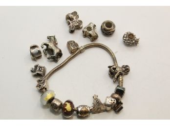 Sterling Silver Charm Bead Findings Bracelet With Extras Dh