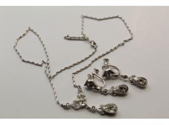 Vintage Sterling Silver Necklace And Earrings Sc