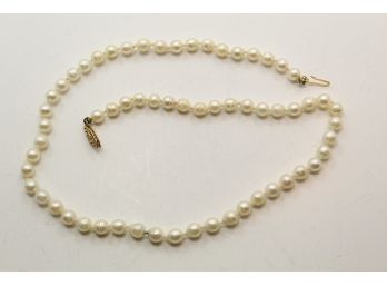 14k Clasp Pearl Necklace Dh