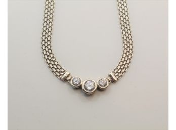 Sterling Silver Necklace Cz Stones  Sc