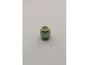 14k Yellow Gold Green Jade Bead Pendant