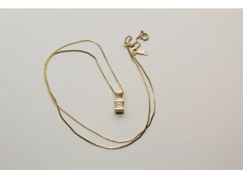 14k Yellow Gold Princess Cut Diamond Necklace  Sc