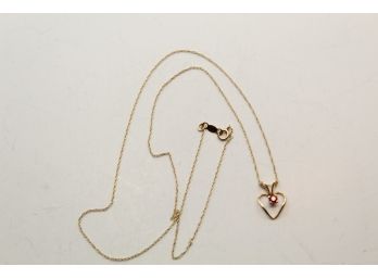 14k Yellow Gold Heart Pendant And Necklace Dh