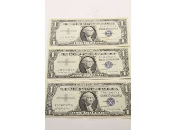 3 1957 Silver Certificates $1 Dh