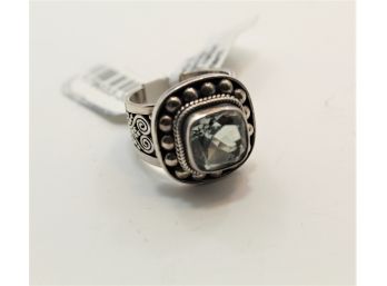 Sterling Silver Green Amethyst Ring Size 7 New