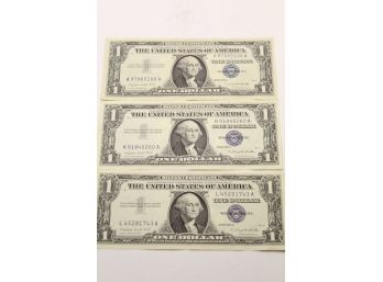 3 1957 Silver Certificates $1 Dh