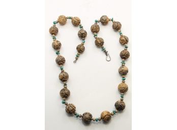 Carved Stone Chinese Bead Necklace