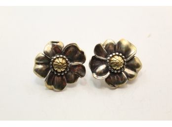 Ann King Sterling Silver 18k Gold Flower Earrings Dh
