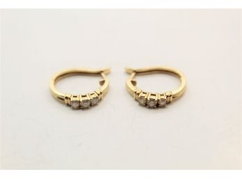 14k Yellow Gold Diamond Earrings Dh
