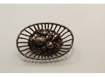 Vintage Sterling Silver Fruit Basket Pin