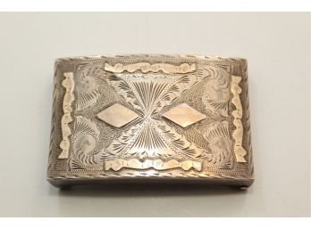 Sterling Silver Etched Belt Buckle Dh