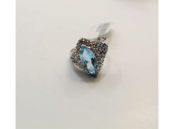 Sterling Silver Marquis Cut Blue Topaz Ring