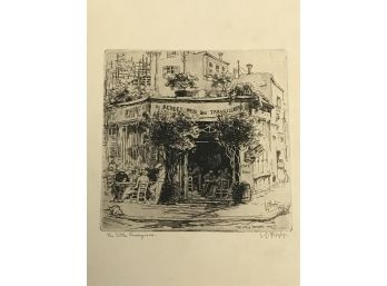 Original Lester George Hornby Paris Cafe Etching - Listed Artist 'The Little Rendez-Vous'