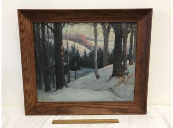 Estate Fresh Listed Connecticut Artist Henrik Hillbom 1916 Oil On Canvas Landscape Painting