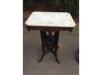 Antique 1880 Eastlake Victorian Marbletop Table . Top 21x15 29 Inches High