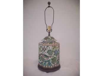 Vintage Asian Porcelain Lamp With Phoenix