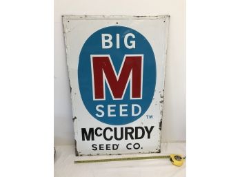 Vintage Mecourdy Seed Company Big M Seed Advertising Sign