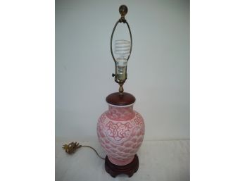 Decorative Asian Porcelain Lamp Pink Glaze