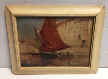 Antique Italian Oil Painting Of Venice.