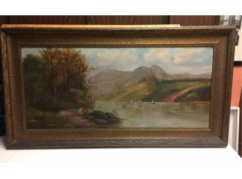 19th Century Very Large Hudson River Painting.
