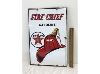 Vintage 1955 Texaco Fire Chief Gasoline Enamel Gas Pump Sign Made In USA Original