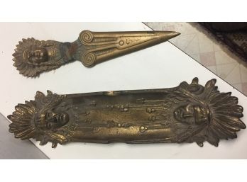 Antique Indian Pen Holder And Letter Opener 19th Cent
