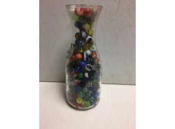 Antique Jar Of Marbles . Approx 248-250  Big And Small All Old