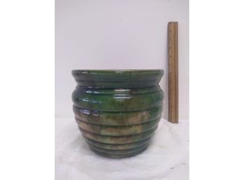 Green And Brown Glaze Pottery Planter  Pot