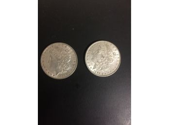 1883- O And 1884 Morgan Silver Dollars Good Condition