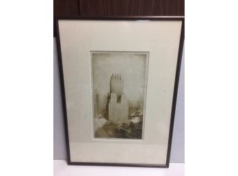 Antique Photo Print Of  New  York City . Signed Illegibly In Plate .