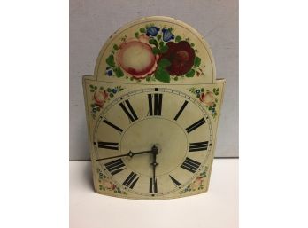 Antique Hand Painted Wood  Clock Face 1819th Century  Century .