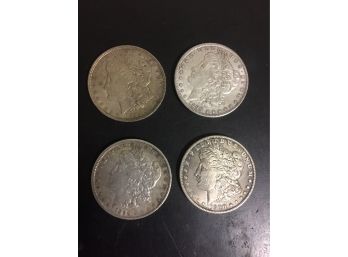 4 Morgan Silver Dollars . 2 Pc 1890,  1pc  1921, 1 Pc 1900-0