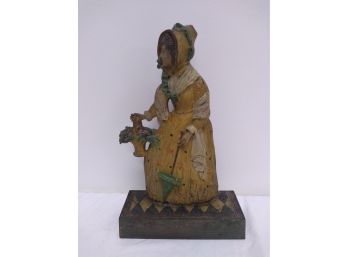 Antique Bradley And Hubbard Cast Iron Doorstop 7796 Woman With Flowers